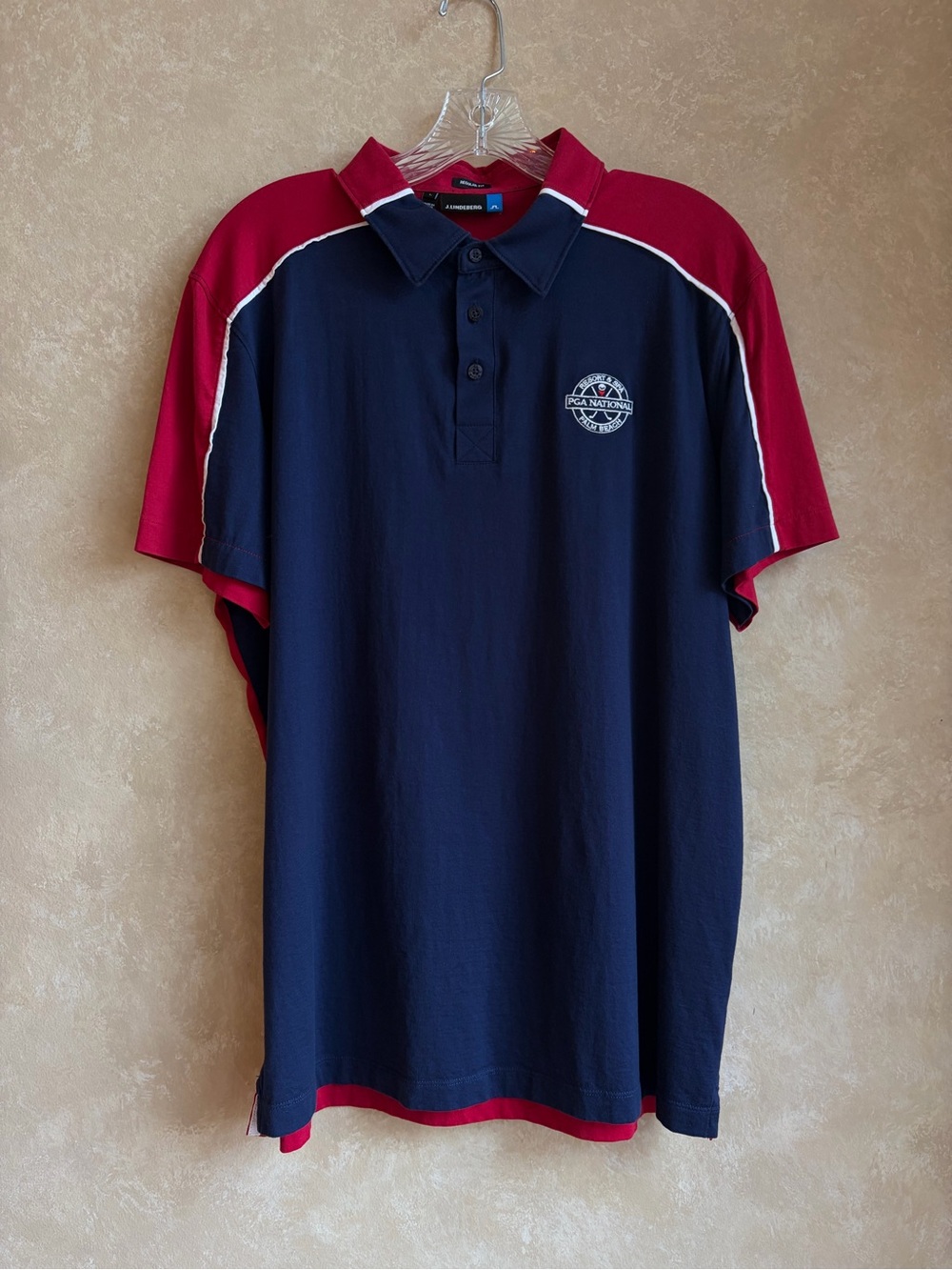 J. Lindeberg Men’s Navy & Red Polo Shirt Size Large